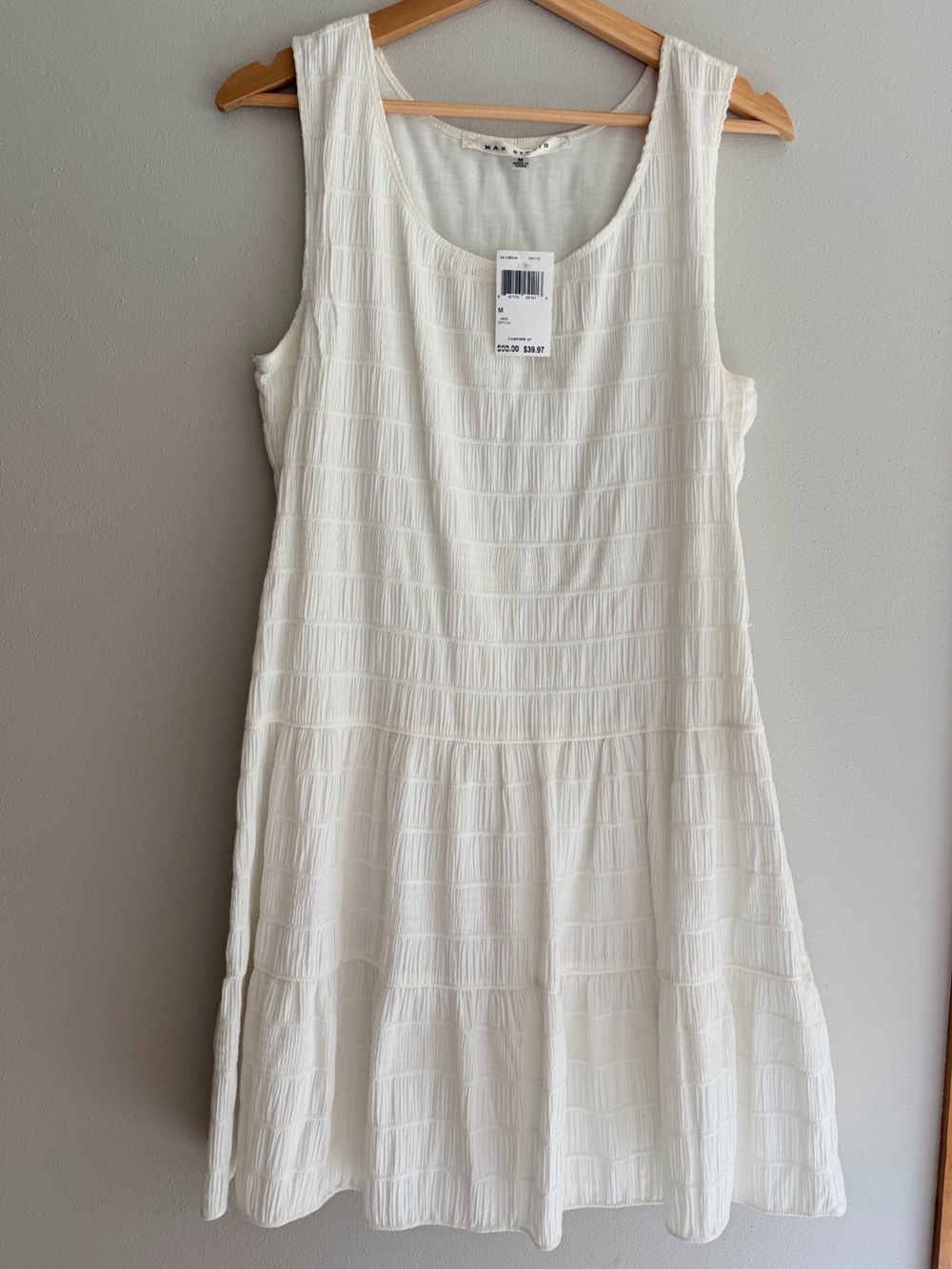 Max Studio White Textured Sleeveless Mini Dress